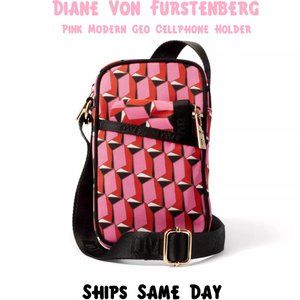 IN HAND DVG Diane Von Furstenberg x Target Pink Modern Geo Cell Phone Holder NEW